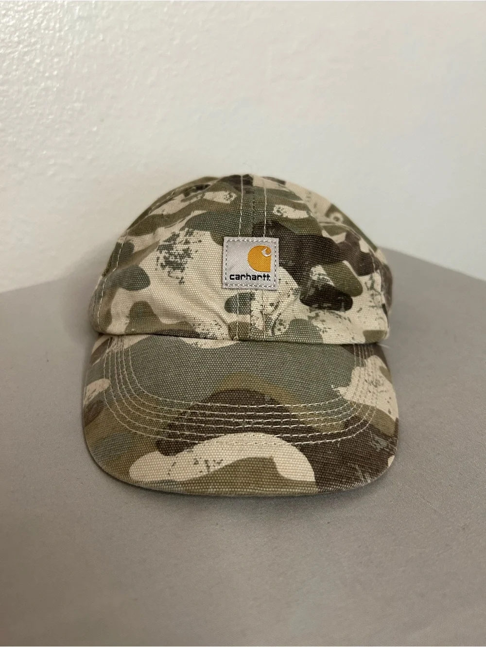 Infant Carhartt Camo Cap in Green and Tan with Logo Patch